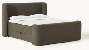 Cama boxspring em bouclé com arrumação Perla