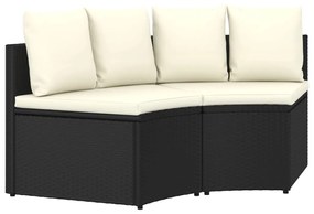 vidaXL 2 pcs conjunto sofás de jardim c/ almofadões vime PE preto