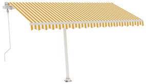 Toldo automático LED e sensor de vento 400x350cm amarelo/branco