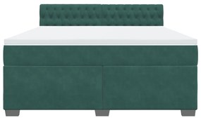 Cama com molas/colchão 180x200 cm veludo verde-escuro