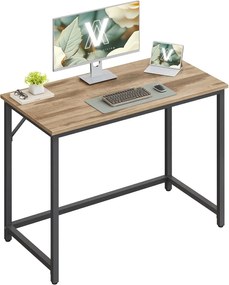 Mesa de computador VASAGLE, mesa de escritório, 100 x 50 x 76 cm, para escritório, quarto, sala de estar, marrom camelo e preto-tinta LWD041K01