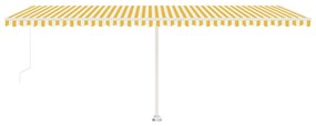 Toldo retrátil manual independente 600x300 cm amarelo e branco