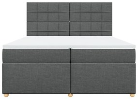 Cama com molas/colchão 200x200 cm tecido cinzento-escuro