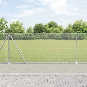 vidaXL Cerca de Arame Soldado com 7 Postes Flangeados 0.8x10 m Aço Galvanizado