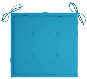 3 pcs conj. jantar dobrável exterior c/ almofadão teca maciça