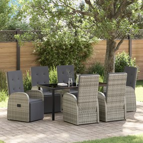 vidaXL Conjunto de Jantar de Jardim de 7 Peças com Almofadas Cinza Polirattan