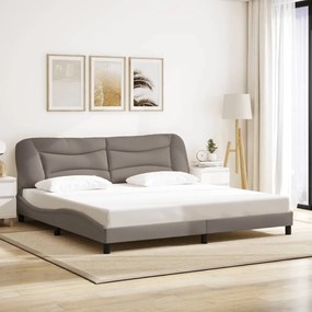 Cama sem colchão 200x200 cm tecido cinzento-acastanhado
