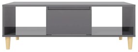 Mesa de centro 103,5x60x35 cm contraplacado cinzento brilhante