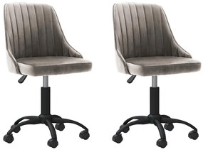 vidaXL Cadeiras de jantar giratórias 2 pcs veludo cinzento-claro