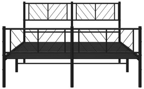 Estrutura de cama com cabeceira e pés 140x190 cm metal preto