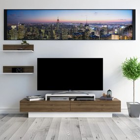 Móvel de TV Lusi – Branco e Nogueira – 180x31x40 cm