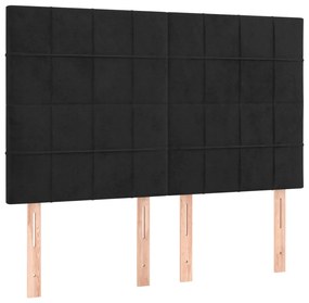 Estrutura de cama sem colchão 140x190 cm veludo preto
