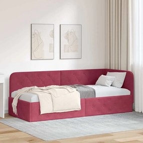 vidaXL Estrutura de Cama de Canto Vinho Vermelho 80 x 200 cm Veludo