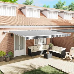 vidaXL Toldo retrátil manual com LED 500x300 cm antracite/branco