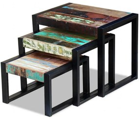Mesas de encastrar 3 pcs madeira reciclada