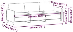 Sofá de 3 lugares tecido 180 cm cinzento-acastanhado