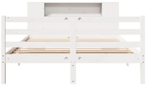 Cama com estante sem colchão 150x200 cm pinho maciço branco