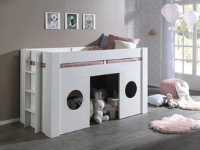 Cama infantil de grades FREYA (90x200) + estrado + escada branca