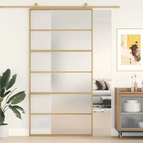Porta deslizante 102,5x205 cm vidro ESG fosco/alumÃnio dourado