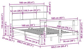 Cama com estante sem colchão 160x200 cm pinho maciço