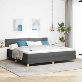 vidaXL Cama Box com colchão Cinza Escuro 200 x 200 cm tecido