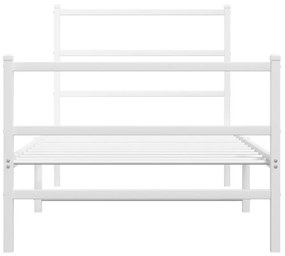 Estrutura de cama com cabeceira e pés 90x200 cm metal branco