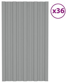 vidaXL Painéis de telhado 36 pcs 80x45 cm aço galvanizado cinzento