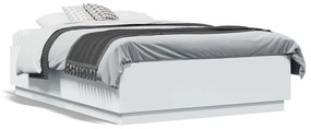 Estrutura cama c/ luzes LED 135x190 cm derivados madeira branco