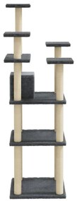 Árvore p/ gatos c/ postes arranhadores sisal 171cm cinza-escuro