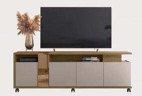 Móvel TV CRISTAL – 183,5x36x62 cm – MDP Cor de Mel e Cacau com Vidro E