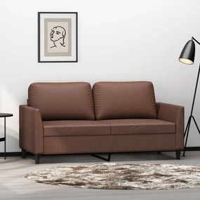 vidaXL Sofá de 2 lugares 140 cm couro artificial castanho