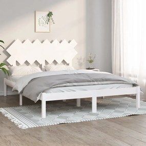 Estrutura de cama 140x200 cm madeira maciça branco