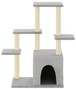 Árvore p/ gatos c/ postes arranhadores sisal 97,5cm cinza-claro