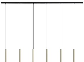 Sistema de iluminação de trilho moderno com 6 pendentes bege e preto monofásico - Slimline Keno