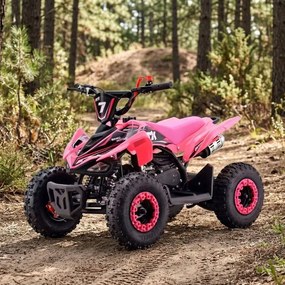Mini Moto 4 Infantil para crianças 5 a 9 anos 50CC Beneo Motors MTX, velocidade até 40 Km/h com limitador rosa
