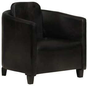 vidaXL Poltrona em couro genuíno preto