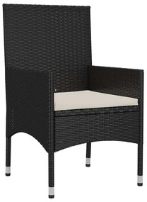 4 pcs conjunto lounge de jardim c/ almofadões vime PE preto