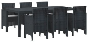 vidaXL Conjunto de Jantar para Jardim 7 pcs Antracite Rattan Polt