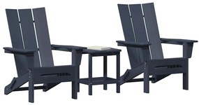 Conjunto de Lounge para Jardim vidaXL 3 Peças Azul-marinho HDPE