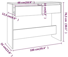 Consola de Entrada Gérard - 100x35x76,5 cm - Com 2 Gavetas - Aglomerad