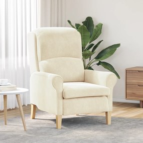 vidaXL Poltrona Creme Creme Tecido e madeira Médio