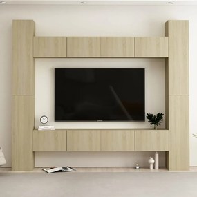 vidaXL 8pcs conjunto móveis de TV derivados de madeira carvalho sonoma