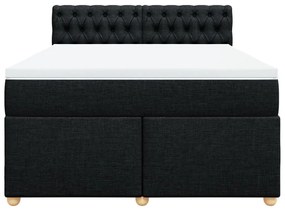 Cama com molas/colchão 140x200 cm tecido preto