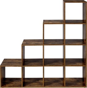Estante com 10 cubos 129,5 x 29 cm x 129,5 castanho escuro/vintage
