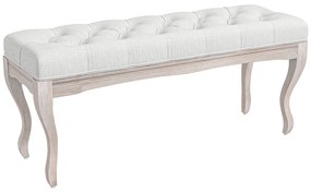 HOMCOM Banco Pé de Cama com Pés de Madeira e Assento Acolchoado para Dormitório Entrada Corredor 110x37x49 cm Creme
