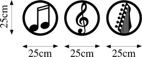Acessório Decorativo de Parede Just Music – Preto – 25 cm (3 Peças)