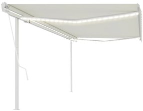 Toldo automático com LED e sensor de vento 5x3 m cor creme