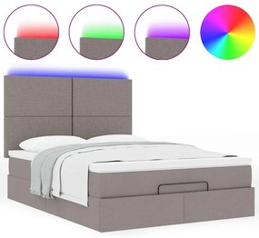 Estrutura de cama otomana com colchão tecido cinzento 140x200cm