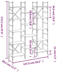 Estante 127,5x28,5x172,5cm derivados de madeira cinzento sonoma