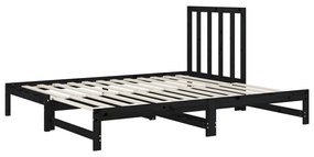 Sofá-cama de puxar 2x(90x200) cm pinho maciço preto